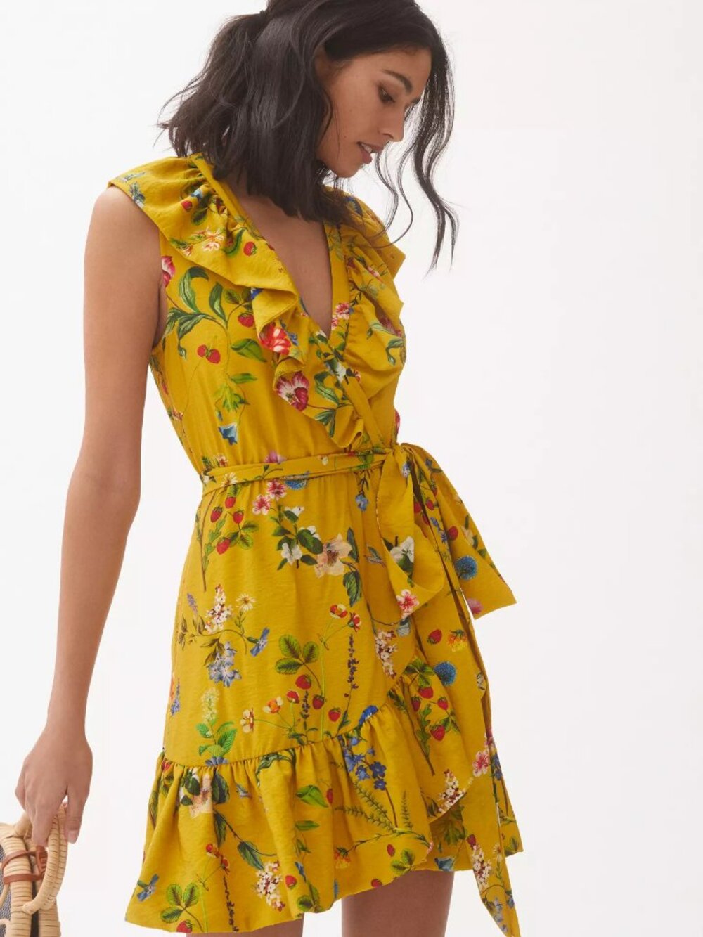 Maeve Floral-Wrap Mini Dress